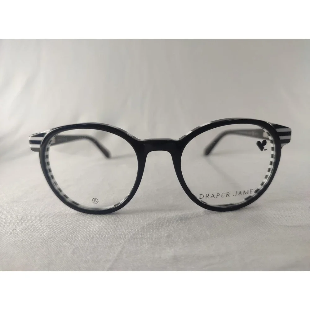 Draper James DJ1021 Black Stripe Eyeglass‎ Frames Women's 46-17-125 NWT + Case